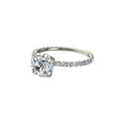 Bague diamant coussin et diamants ronds 1.25 carat or blanc Sofia